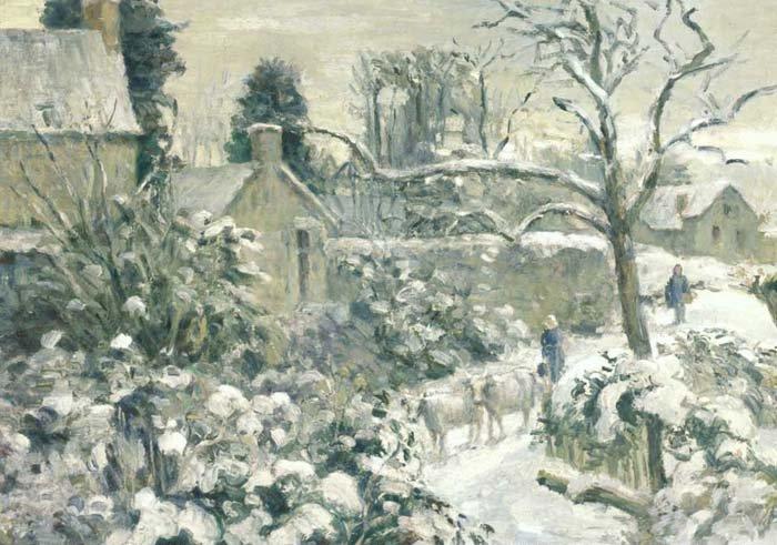 Camille Pissarro Snowscape with Cows Montfoucault Norge oil painting art